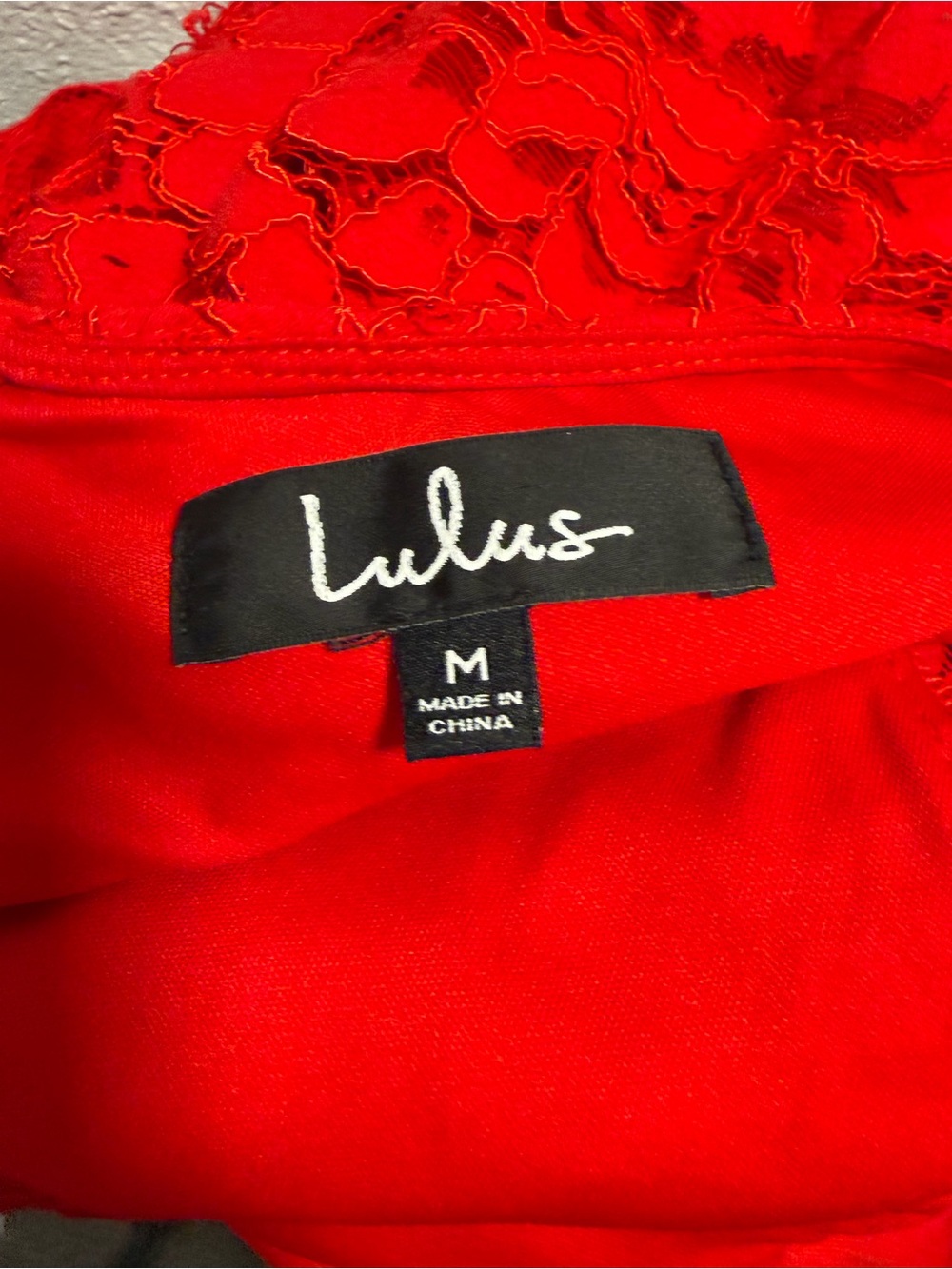 Lulu's Red Floral Lace Short Sleeve Dress - Picture 7 of 7